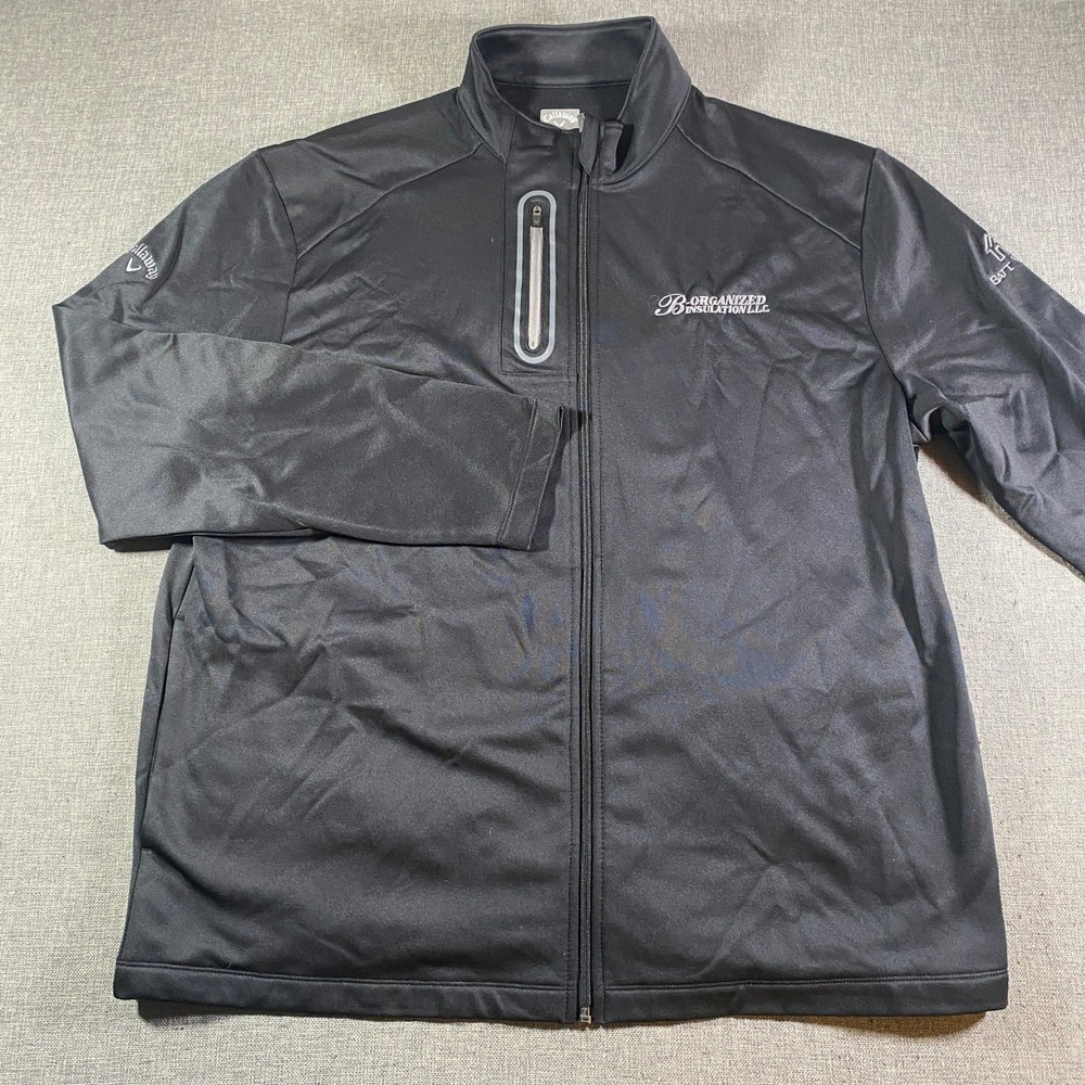 Callaway Golf Jacket Opti-Dri XL Men Black Full Zip Lightweight Stretch